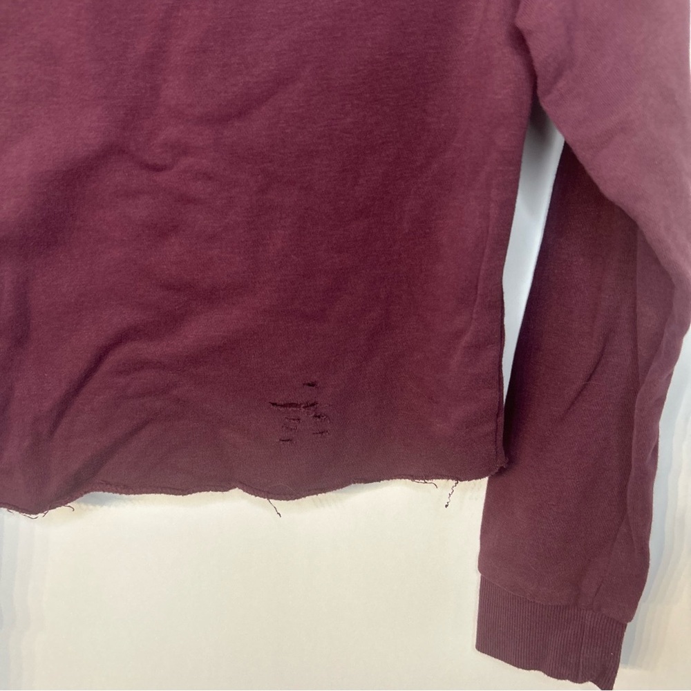 Garage Women’s Burgundy Distressed Cropped Hoodie, Size XS - Picture 8 of 11